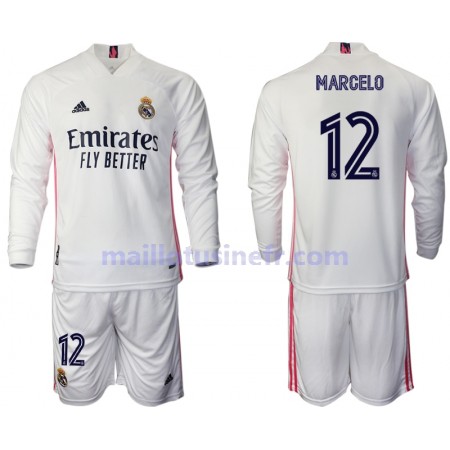 Maillot de Foot Real Madrid Marcelo 12 Domicile 2020-21 Manches Longues - Enfant